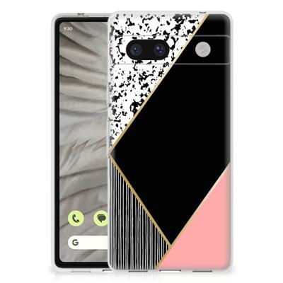 Google Pixel 7A | TPU Hoesje | Zwart Roze Vormen