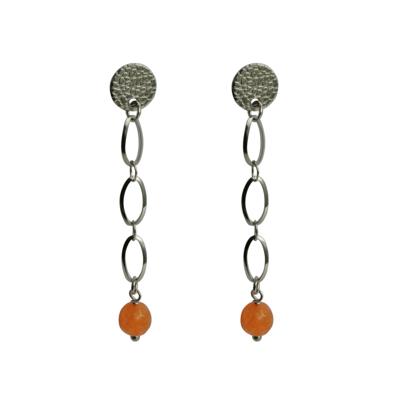 Flow Jewels Hang Oorbellen Celine Oranje Kraaltje Zilver