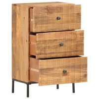 The Living Store Dressoir Vintage Style - Massief mangohout en staal - 45 x 30 x 75 cm - Handgesneden delen - thumbnail