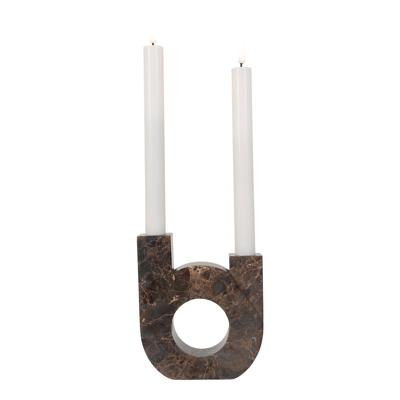 Taylor - Candle Holder - bruin marmer - 12x3,5x14 cm