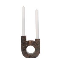 Taylor - Candle Holder - bruin marmer - 12x3,5x14 cm