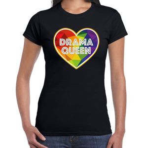 Gay Pride t-shirt met tekst - dames - zwart - drama queen - LHBTI