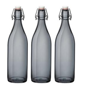 Bormioli rocco set van 8x stuks weckflessen grijs beugeldop glas van 1 liter