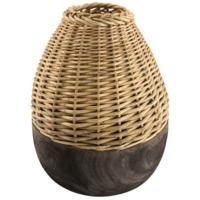 Vaas Paulownia hout zwart/naturel 38 cm | 4 stuks