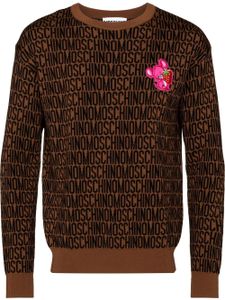 Moschino pull à patch logo - Marron