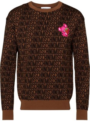Moschino pull à patch logo - Marron