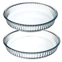 Ovenschalen set rond - Transparant Glas - Diameter 26 en 32 cm