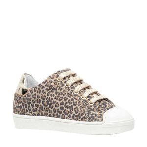 Scapino Groot leren sneakers panterprint/bruin
