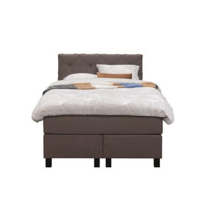 Boxspring Liv geruit - donkerbruin - 120x200 cm - vierkante poot - Leen Bakker