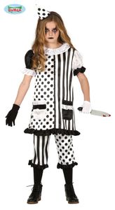 Horror Clown Kostuum Meisje Zwart/Wit