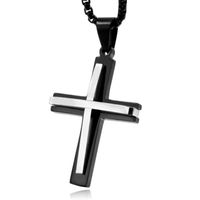 Schakelketting Venetiaans Zwart met Zwart-Zilverkleurig Kruis Hanger Schakelketting Venetiaans Zwart met Zwart-Zilverkleurig Kruis Hanger