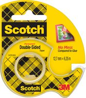 Scotch dubbelzijdige tape 12,7 mm x 6,3 m, dispenser + rolletje