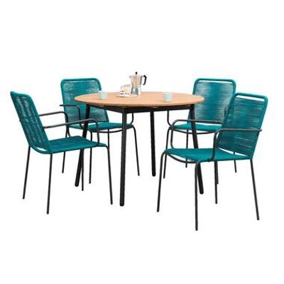 Le Sud tuinset Metz Loire rond - turquoise/antraciet - 5-delig