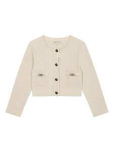 Michael Kors Kids cardigan nervuré à plaque logo - Tons neutres