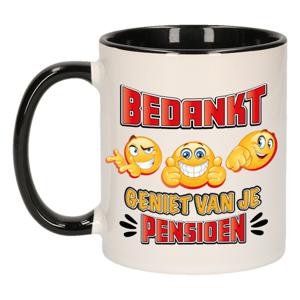 Cadeau mok voor collega - afscheid/pensioen - rood/zwart - keramiek - 300 ml