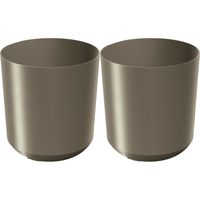 Plantenpot/bloempot Babylon - 2x - kunststof - buiten/binnen - titanium grijs - D20 x H20 cm