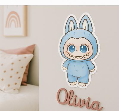 Blauwe monsterpop muursticker kinderkamer