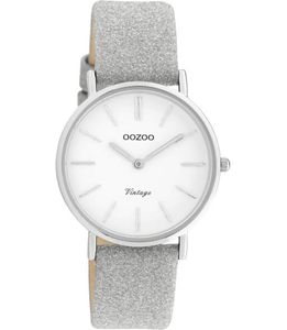 OOZOO Timepieces Horloge Vintage Glitter Zilver/Wit | C20155