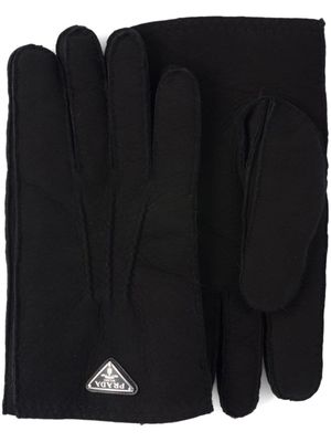 Prada gants en daim à plaque logo - Noir