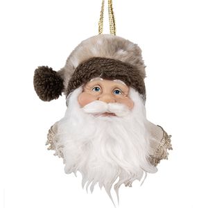 HAES DECO - Kersthanger Kerstman 10x9x28 cm - Bruin - Kerstdecoratie, Decoratie Hanger, Kerstboomversiering