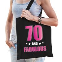 70 and legendary verjaardag cadeau tas zwart met roze letters voor dames - Verjaardag