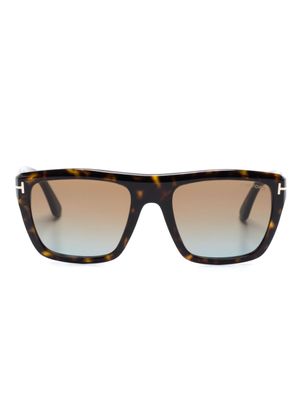 TOM FORD Eyewear lunettes de soleil Alberto à effet écailles de tortue - Marron