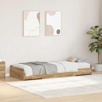 Opbergbedframe met hoofdeinde Artisan Eiken 75 x 190 cm Bewerkt hout