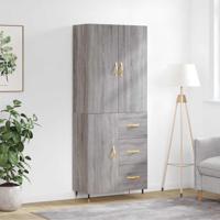 Hoge kast 69,5x34x180 cm bewerkt hout grijs sonoma eikenkleurig