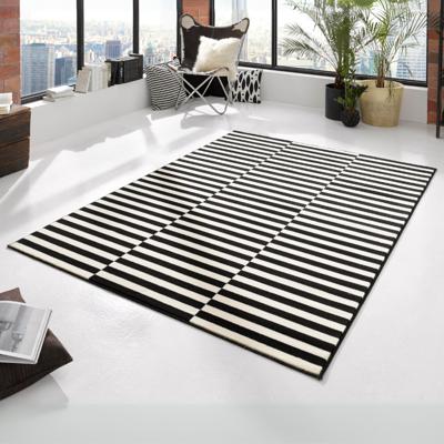 Vloerkleed Velours Panel - Zwart/Creme maat: 170x120cm - materiaal: Polypropyleen - Dekbed-Discounter.nl