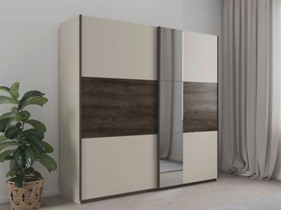 Kledingkast SAJORIS 2 schuifdeuren 218 cm kasjmier/atlantische eik