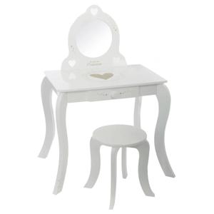 Atmosphera Kaptafel voor kinderen - hout - wit - 70 x 50 x 91 cm - met krukje
