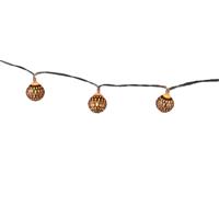 Lichtsnoer - koperen ballen - 8 led bollen - warm wit - 130 cm - batterij - verlichting