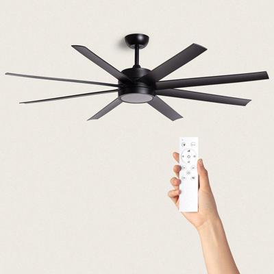 Stille ventilator plafond zwart &apos;Hydra&apos; met LED 157cm