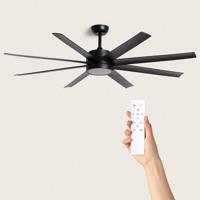 Stille ventilator plafond zwart 'Hydra' met LED 157cm Stille ventilator plafond zwart 'Hydra' met LED 157cm