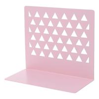 Metalen driehoekige holle desktop organisator boekensteunen ondersteuning stand houder plank Bookrack thuiskantoor benodigdheden (roze)