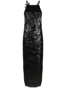 MSGM robe mi-longue en tulle à sequins - Noir