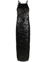 MSGM robe mi-longue en tulle à sequins - Noir