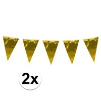 2x stuks XL vlaggenlijnen metallic goud 10 meter - thumbnail