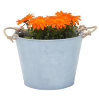 Plantenpot/bloempot Old Rope - rond - zink - zilver - D40 X H29 cm