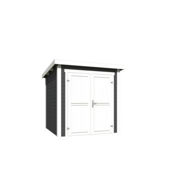 Blokhut Sara 200x200 Carbon Grey-Wit - Outdoor life