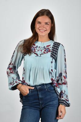 Farm Rio blouse 344584 marcelle soft blue
