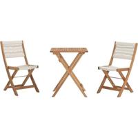 FSC acaciahouten opvouwbare bistroset met beige touwvlechtwerk - 2 personen - MAKENA FSC acaciahouten opvouwbare bistroset met beige touwvlechtwerk - 2 personen - MAKENA