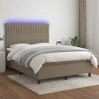 Boxspring met matras en LED stof taupe 140x190 cm
