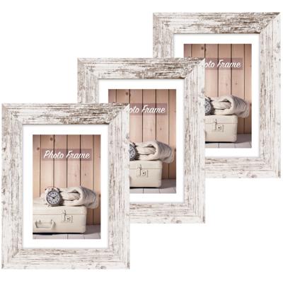 ZEP Fotolijstje - 3x stuks - white wash - hout - voor foto van 10 x 15 cm - wonen - woonaccessoires