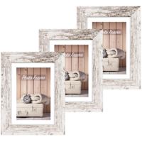 ZEP Fotolijstje - 3x stuks - white wash - hout - voor foto van 10 x 15 cm - wonen - woonaccessoires