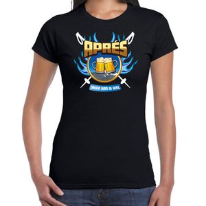 Apres ski t-shirt voor dames - apres skien - zwart - winter/apres ski outfit