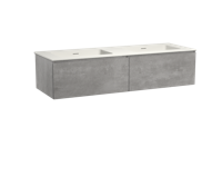 Storke Edge zwevend badmeubel 150 x 52 cm beton donkergrijs met Mata dubbele wastafel in mat witte solid surface - thumbnail