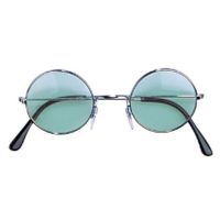 Hippie Flower Power Sixties ronde glazen zonnebril groen - thumbnail