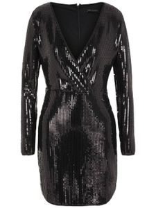 Armani Exchange robe courte ornée de sequins à col v - Noir