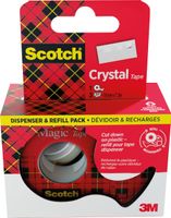 Scotch Crystal Tape plakband ft 19 mm x 7,5 m, dispenser + 3 rolletjes, ophangbaar doosje - thumbnail